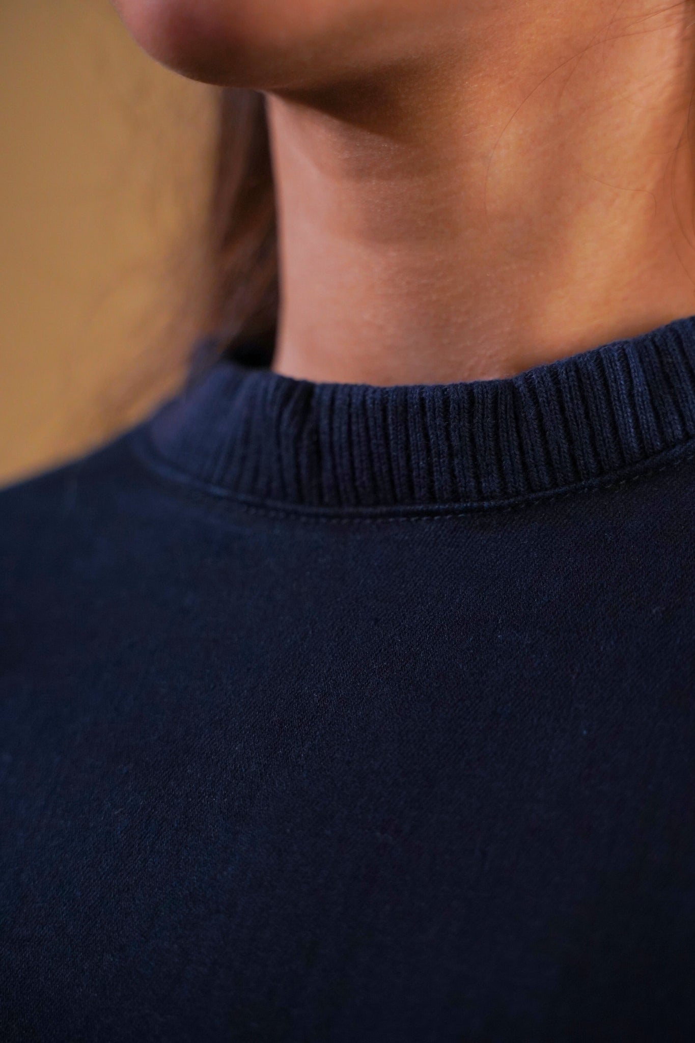 Oversized Embroided Patch Rased Wool Denim Sweatshirt (Unisex)